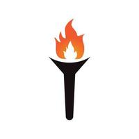 Fire torch with flame flat icons set. Collection of symbol flaming, illustration vector