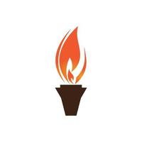 Fire torch with flame flat icons set. Collection of symbol flaming, illustration vector