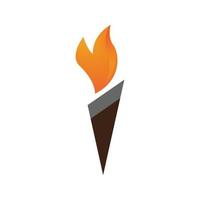 Fire torch with flame flat icons set. Collection of symbol flaming, illustration vector