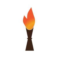 Fire torch with flame flat icons set. Collection of symbol flaming, illustration vector