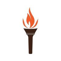 Fire torch with flame flat icons set. Collection of symbol flaming, illustration vector