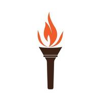 Fire torch with flame flat icons set. Collection of symbol flaming, illustration vector