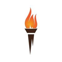 Fire torch with flame flat icons set. Collection of symbol flaming, illustration vector