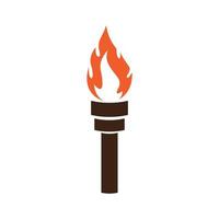 Fire torch with flame flat icons set. Collection of symbol flaming, illustration vector