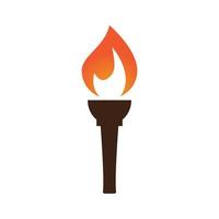 Fire torch with flame flat icons set. Collection of symbol flaming, illustration vector