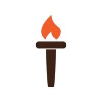 Fire torch with flame flat icons set. Collection of symbol flaming, illustration vector