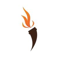 Fire torch with flame flat icons set. Collection of symbol flaming, illustration vector