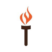 Fire torch with flame flat icons set. Collection of symbol flaming, illustration vector