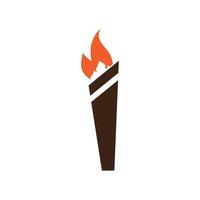 Fire torch with flame flat icons set. Collection of symbol flaming, illustration vector