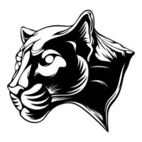 vector illustration Side view of panther head with spooky and evil pose black and white design