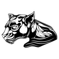 vector illustration Panther head with forward looking pose black and white design