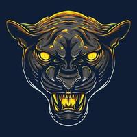 Vector illustration Colorful Front View Panther Head With Angry Pose and Stalking Prey Vintage Illustration