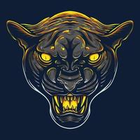 Vector illustration Colorful Front View Panther Head With Angry Pose and Stalking Prey Vintage Illustration