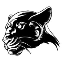 vector illustration Side view of panther head with cool and relaxed pose black and white design