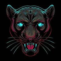 Colorful Panther Head With Cool Position And Roaring vector