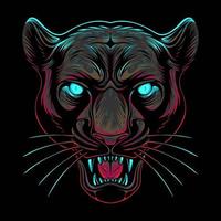 Colorful Panther Head With Cool Position And Roaring vector