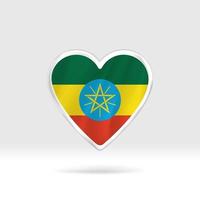 Heart from Ethiopia flag. Silver button star and flag template. Easy editing and vector in groups. National flag vector illustration on white background.