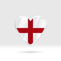 Heart from England flag. Silver button star and flag template. Easy editing and vector in groups. National flag vector illustration on white background.