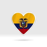 corazón de la bandera de ecuador. estrella de botón plateado y plantilla de bandera. fácil edición y vector en grupos. Ilustración de vector de bandera nacional sobre fondo blanco.