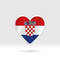 corazón de la bandera de croacia. estrella de botón plateado y plantilla de bandera. fácil edición y vector en grupos. Ilustración de vector de bandera nacional sobre fondo blanco.