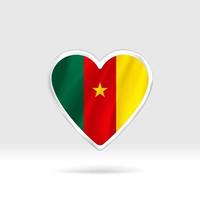 Heart from Cameroon flag. Silver button star and flag template. Easy editing and vector in groups. National flag vector illustration on white background.