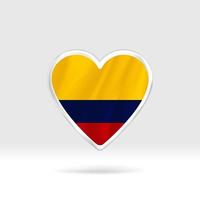 corazón de la bandera de colombia. estrella de botón plateado y plantilla de bandera. fácil edición y vector en grupos. Ilustración de vector de bandera nacional sobre fondo blanco.