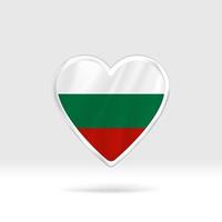 Heart from Bulgaria flag. Silver button star and flag template. Easy editing and vector in groups. National flag vector illustration on white background.