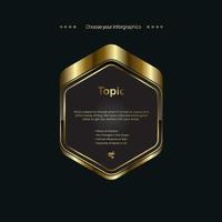 A premium buttons Concept of shopping processing design, a gold successive steps, a luxury infographic element on dark background, Timeline design for brochure, presentation, web site layout template vector