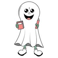 cute ghost cartoon illustration vector