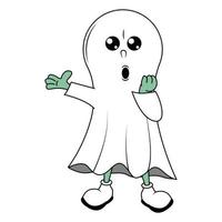 cute ghost cartoon illustration vector