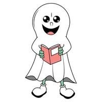 cute ghost cartoon illustration vector