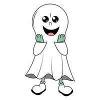 cute ghost cartoon illustration vector