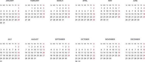 calendar grid 2023 vector