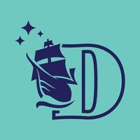 Alphabet Old Sail Boat D Logo vector