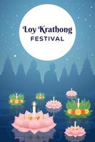 ilustración de cartel de banner vertical del festival loy krathong vector