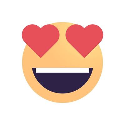  emoji de corazón y sonrisa de cara 3d para chat de amor, mensaje, ojos de humor feliz, pegatina de emoji de beso de belleza, linda ilustración de vector plano de concepto de signo de red social de dibujos animados.   Vector en Vecteezy