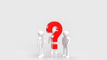 The red question and figure on white background 3d rendering photo