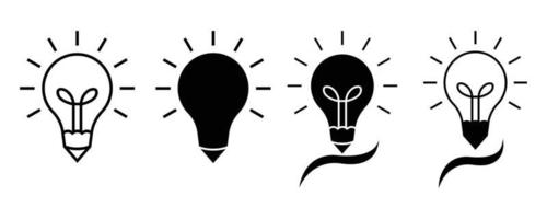 Learning idea set icon illustration. contains light bulb icon with pencil icon. Illustration of icon related to education. Simple design editable vector