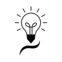Learning idea line icon illustration. contains light bulb icon with pencil icon. Illustration of icon related to education. Simple design editable vector