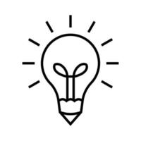 ilustración de icono de línea de idea de aprendizaje. contiene un icono de bombilla con un icono de lápiz. ilustración del icono relacionado con la educación. diseño simple editable vector