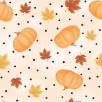 Pumpkins, maple leaves on a beige background. vector