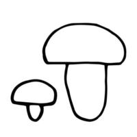 Doodle mushrooms hand-drawn vector illustration. Sketch-style drawing isolated on a white background. Organic vegetarian object for menu, label, recipe, product packaging