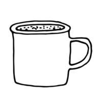Vector sketch doodle, travel mug, ceramic travel cup, mug icon on isolated background