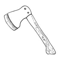 An axe editable doodle hand drawn icon. An axe for camping, hiking, local tourism illustration vector