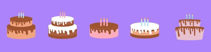 set of birthday cakes with various variations vector