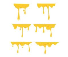 melting cheese liquid drop border with flat top for top decoration frame vector illustration set