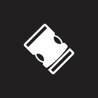 eps10 vector blanco hebilla de mochila icono sólido abstracto aislado sobre fondo negro. símbolo de hebilla de cinturón de metal en un estilo moderno y plano simple para el diseño de su sitio web, logotipo y aplicación móvil