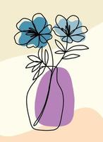 Simplicity flower freehand continuous line drawing flat design. vector