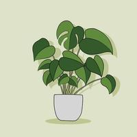 simplicidad monstera planta dibujo a mano alzada diseño plano. vector