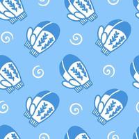 Doodle mittens winter seamless pattern vector